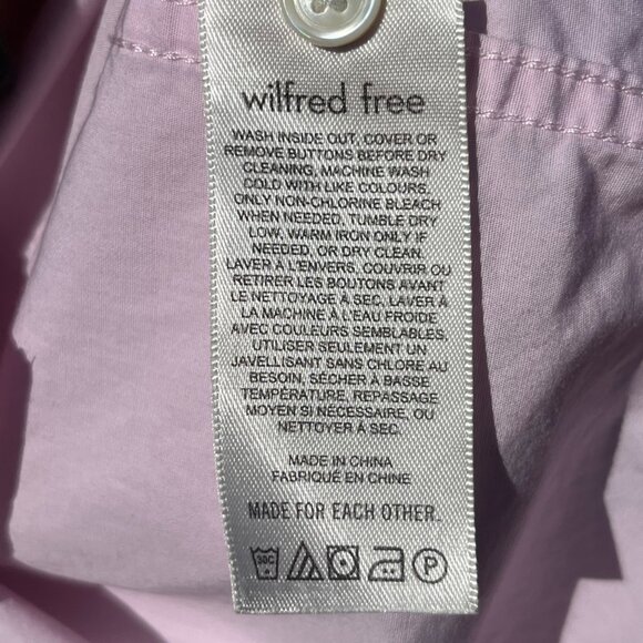 Aritzia Wilfred Free Relaxed Button Up Cotton Shirt in Sakura Pink Size S - Picture 9 of 12
